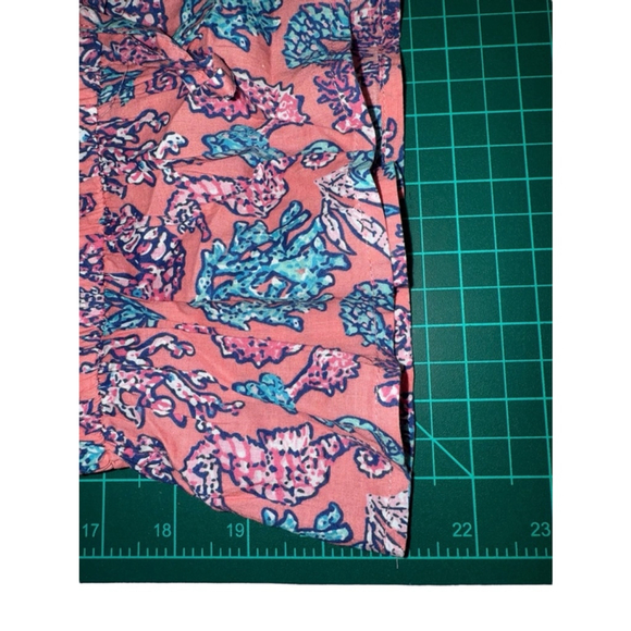 Simply Southern Women’s Sleeveless Ruffle Top, Coral/Seahorse Print, small - Picture 8 of 8